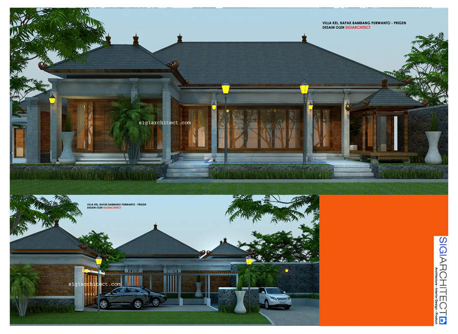 Desain Villa 1 Lantai & Kolam Renang_Arsitektur Joglo Jawa Modern