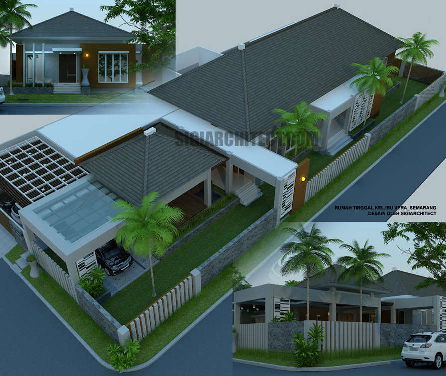 Model Rumah Pojok 1 Lantai Tropis Minimalis Desain Tampak Depan