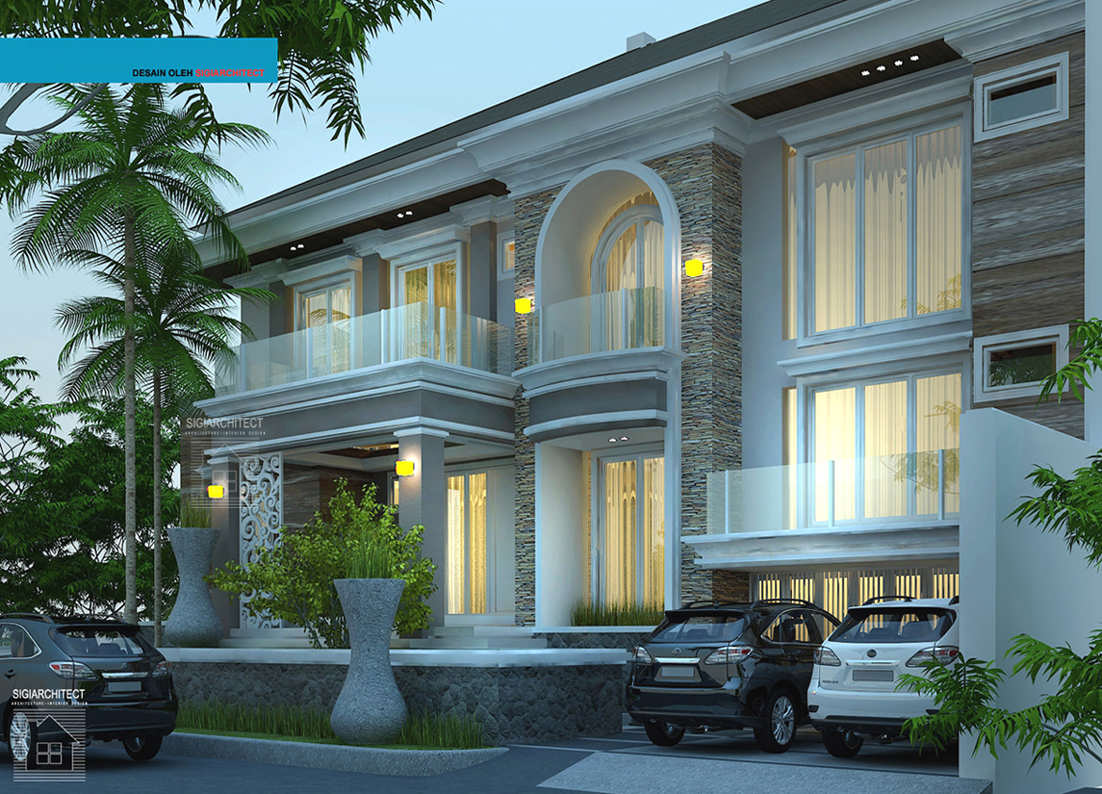 Desain Rumah Mewah Mediteran 2 Lantai Semybasement