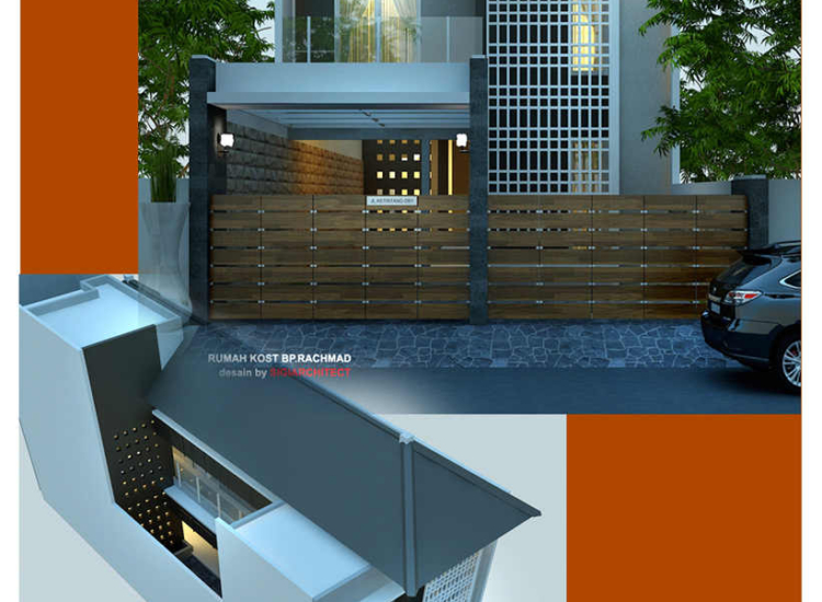 Desain Rumah Kost 2 Lantai, Model Fasad Minimalis Tropis