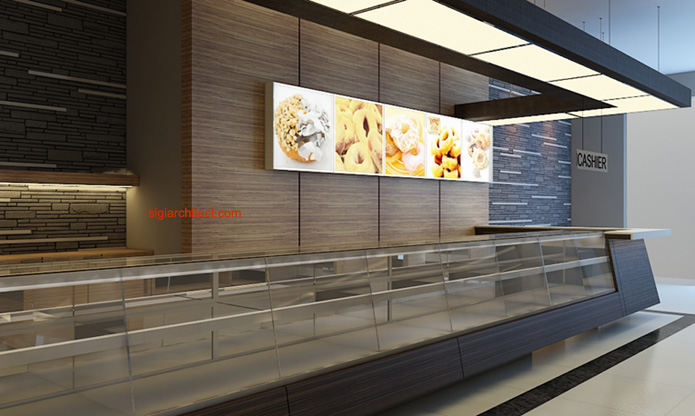 Desain Toko Roti & Cafe  Interior Minimalis