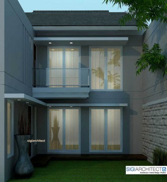 Desain Rumah Tropis Minimalis 2 Lantai Aksen Batu Alam Fasad