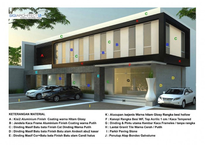 bangunan kantor minimalis 2-lantai untuk pergudangan