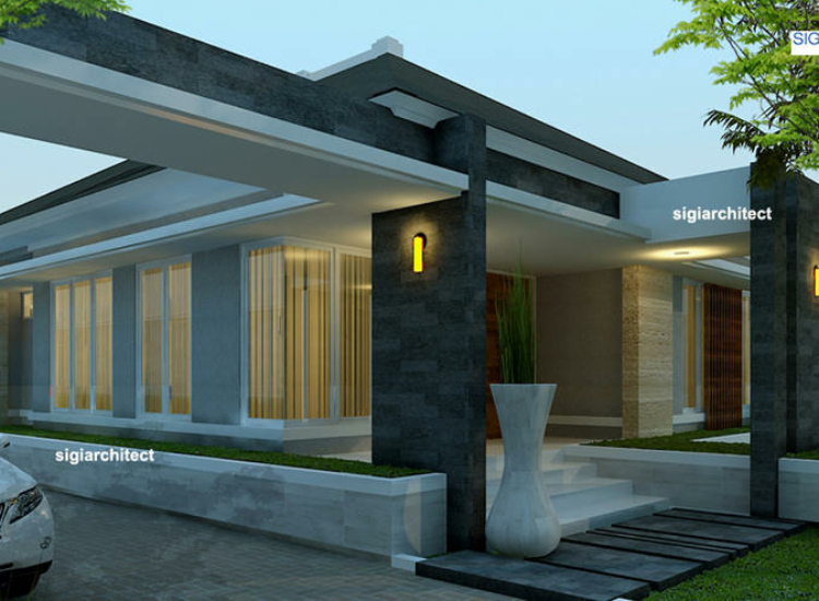 Rumah Minimalis Modern Resort, Desain 1 Lantai Kavling Hook & Gazebo