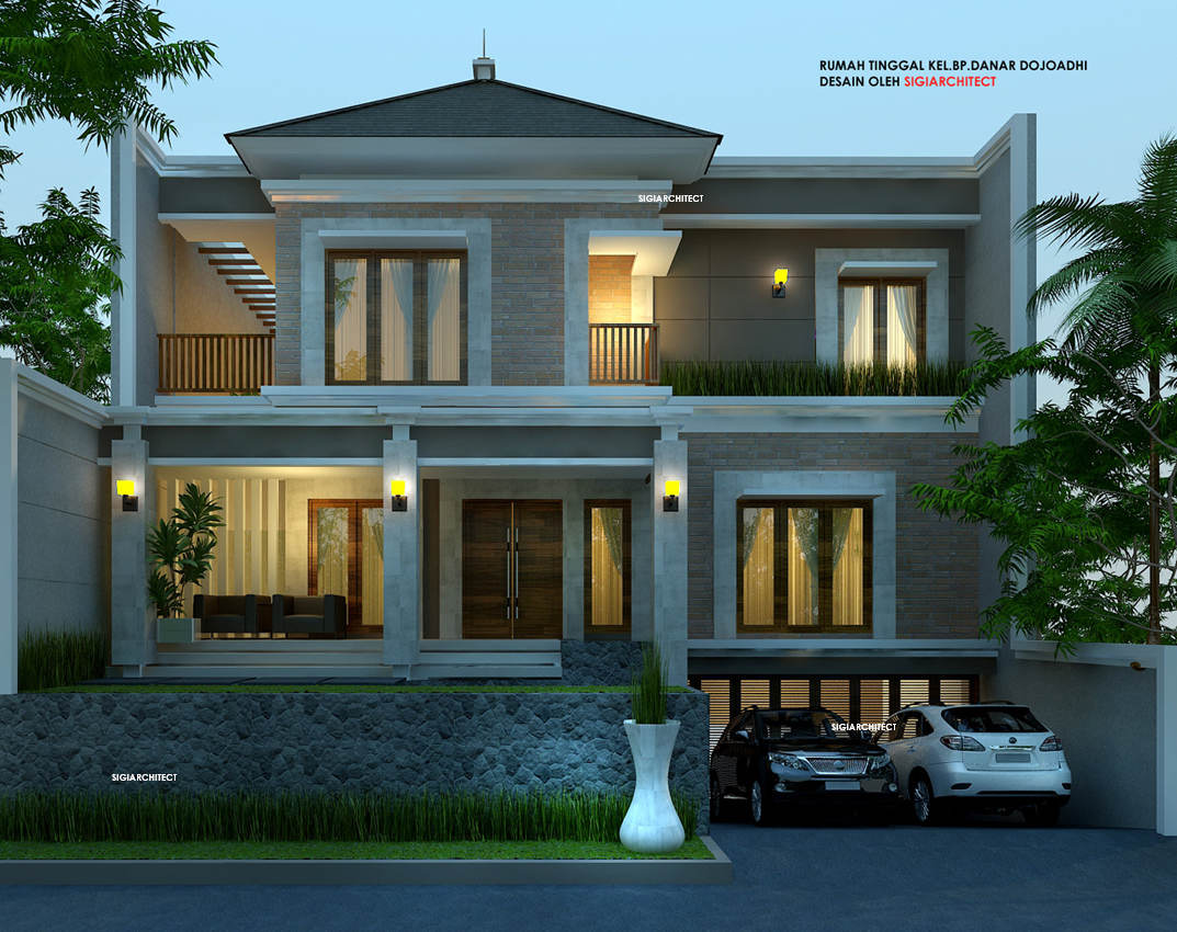 Desain Rumah Bali Modern Semibasement Kolam Renang Type 500