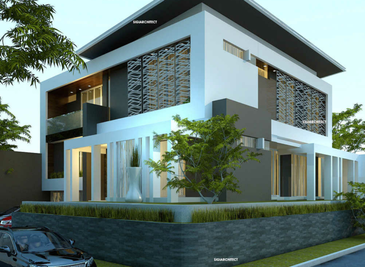 Desain Rumah Pojok Minimalis Modern Box House 500 M2