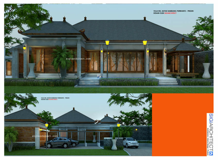 Desain Villa Kolam Renang 1 Lantai, Arsitektur Joglo Jawa Modern