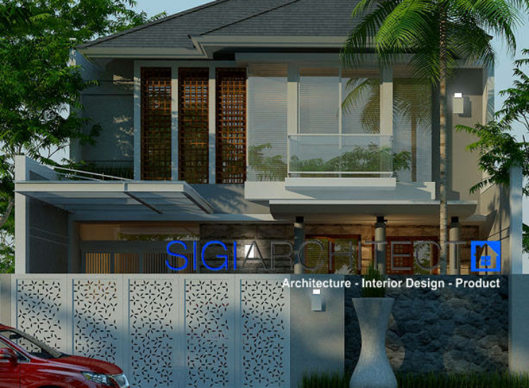 Desain Rumah Tumbuh Minimalis Tropis 2 Lantai, Pagar Besi Curving