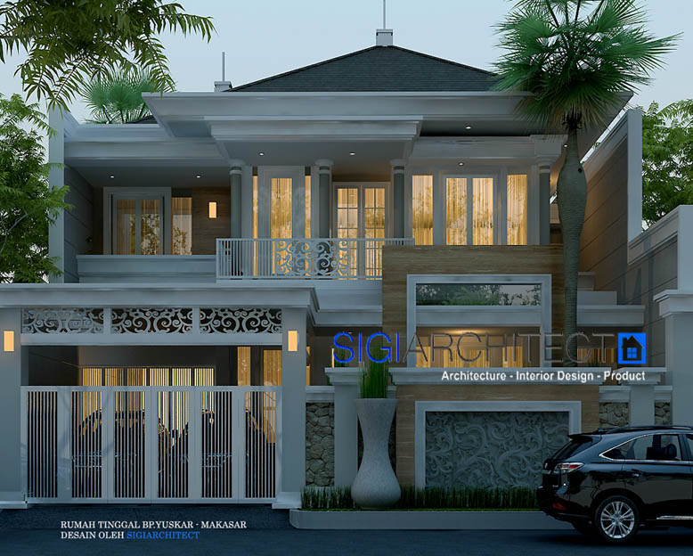 Rumah Klasik Modern 2 Lantai_Taman Samping & Void Interior