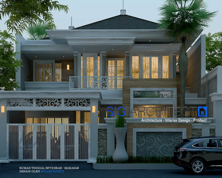  Rumah  Klasik Modern 2 Lantai Taman Samping Void Interior