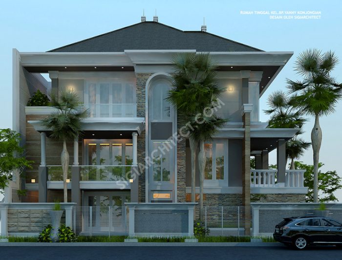 Rumah 3 Lantai Modern Klasik – Jasa Arsitek Desain Rumah Tropis, Villa