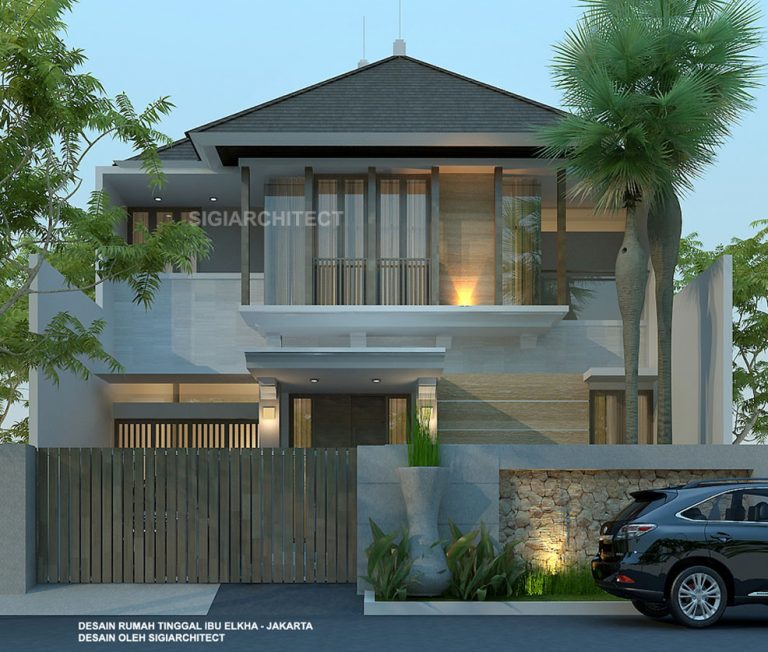 jasa arsitek desain Rumah Tropis 2 Lantai