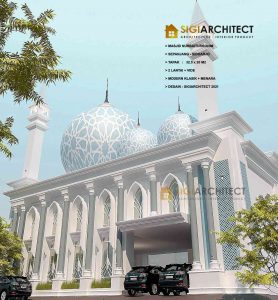 Desain Masjid 2 Lantai, Kubah & Menara Modern Klasik