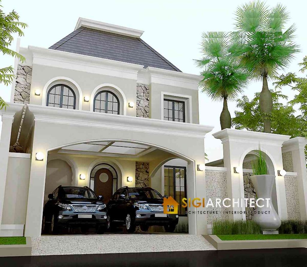 model rumah klasik mediteran 200 m2