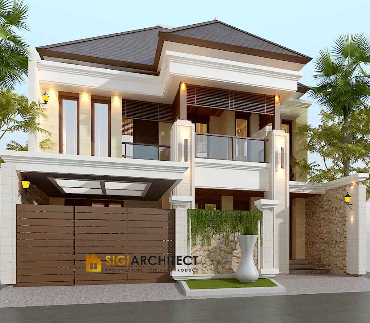 Desain Rumah Tropis Bali Modern 2 Lantai LB 350 M2