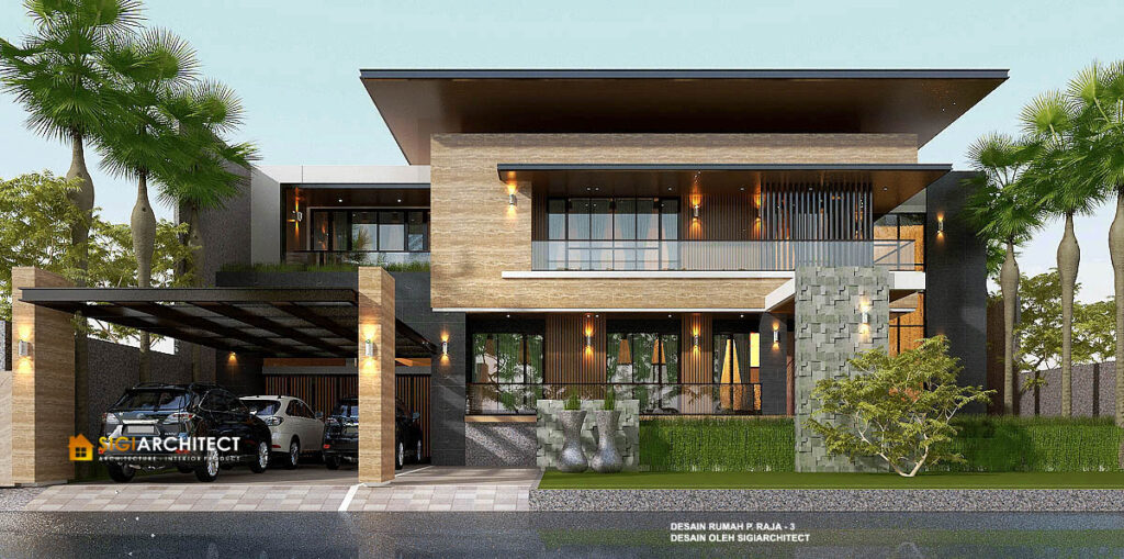 model rumah modern 2 lantai desain minimalis 2024