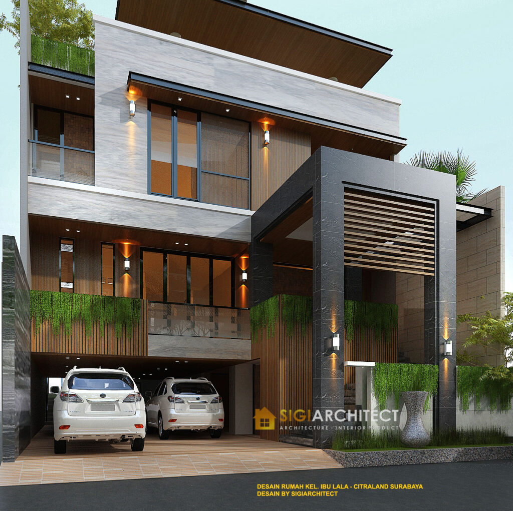 Desain Rumah 3 lantai dengan rooftop minimalis modern 12 m