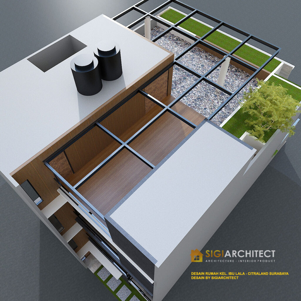 Desain Rumah 3 lantai dengan rooftop minimalis modern