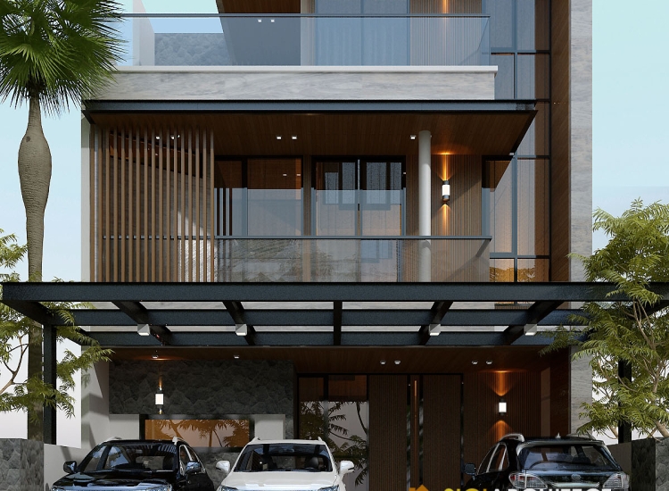 Rumah 3 Lantai Model Minimalis Modern & rooftop