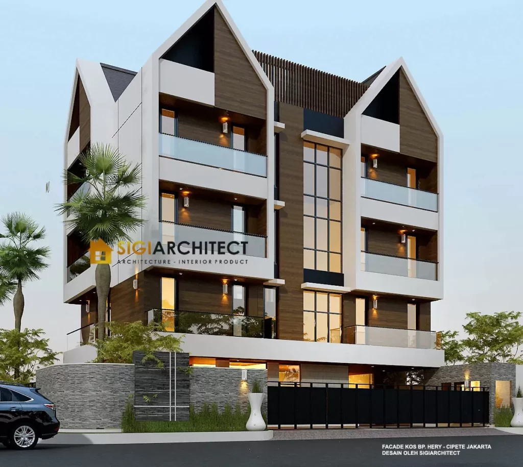 desain kos eksklusif 4 lantai lift sigiarchitect 2025